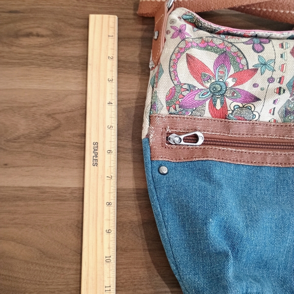 Sakroots Floral Crossbody Bag in Pink and Denim - Picture 4 of 9